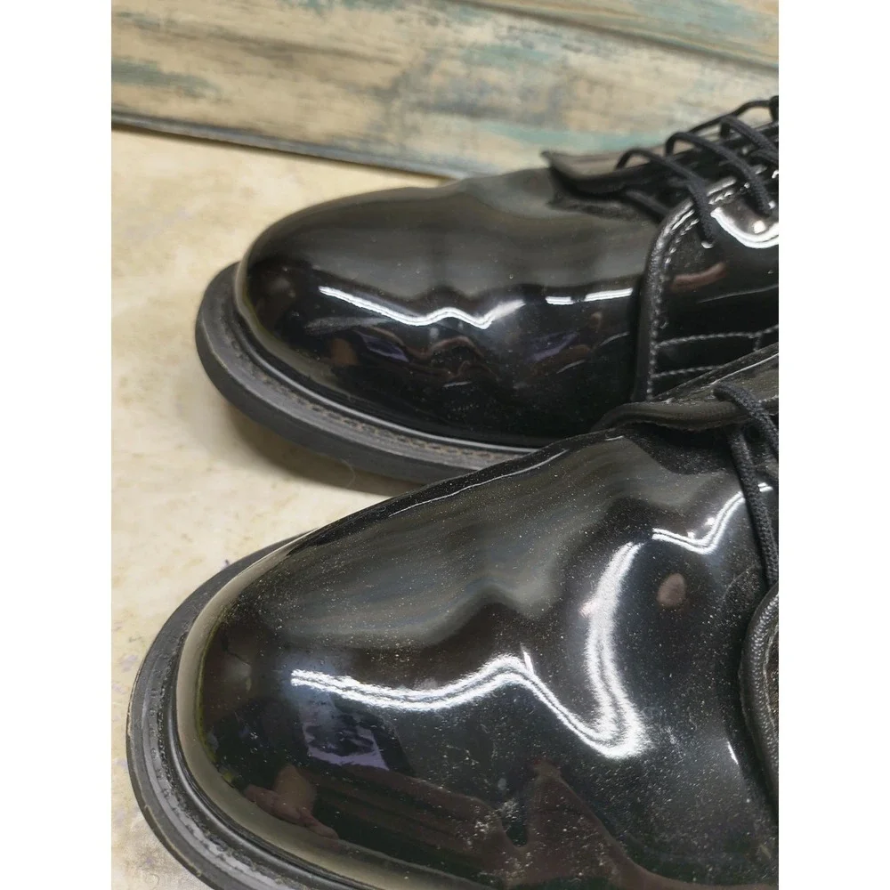 Bates Black‎ Shiny Lace-Up Vibram Military Dress Shoes, Size 10 E Formal Wedding